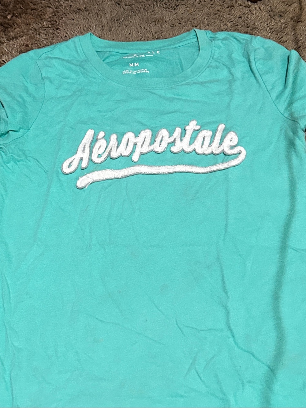 Aeropostale Teal Crewneck Logo Tee
